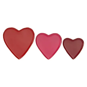 Piattini Cuore, Nonsolorosso3 - Metallo Smaltato, piattino grande: 15x15,5 cm medio: 12,5x 12,5 cm piccolo: 10x9,5 cm h